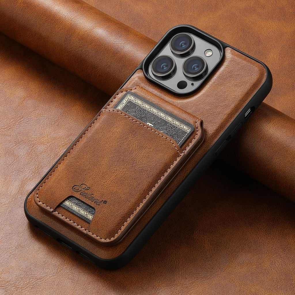 Coque porte-carte en cuir avec charge sans fil MagSafe