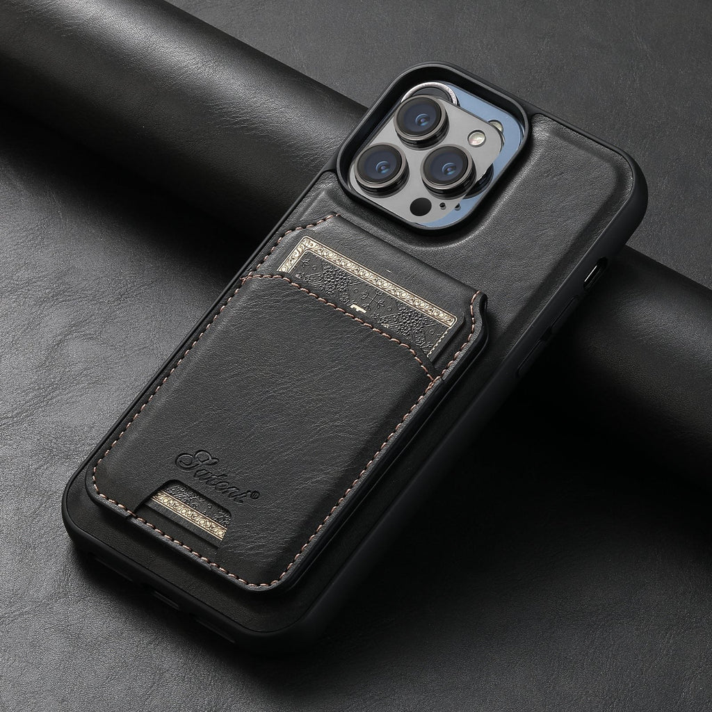 Coque porte-carte en cuir avec charge sans fil MagSafe