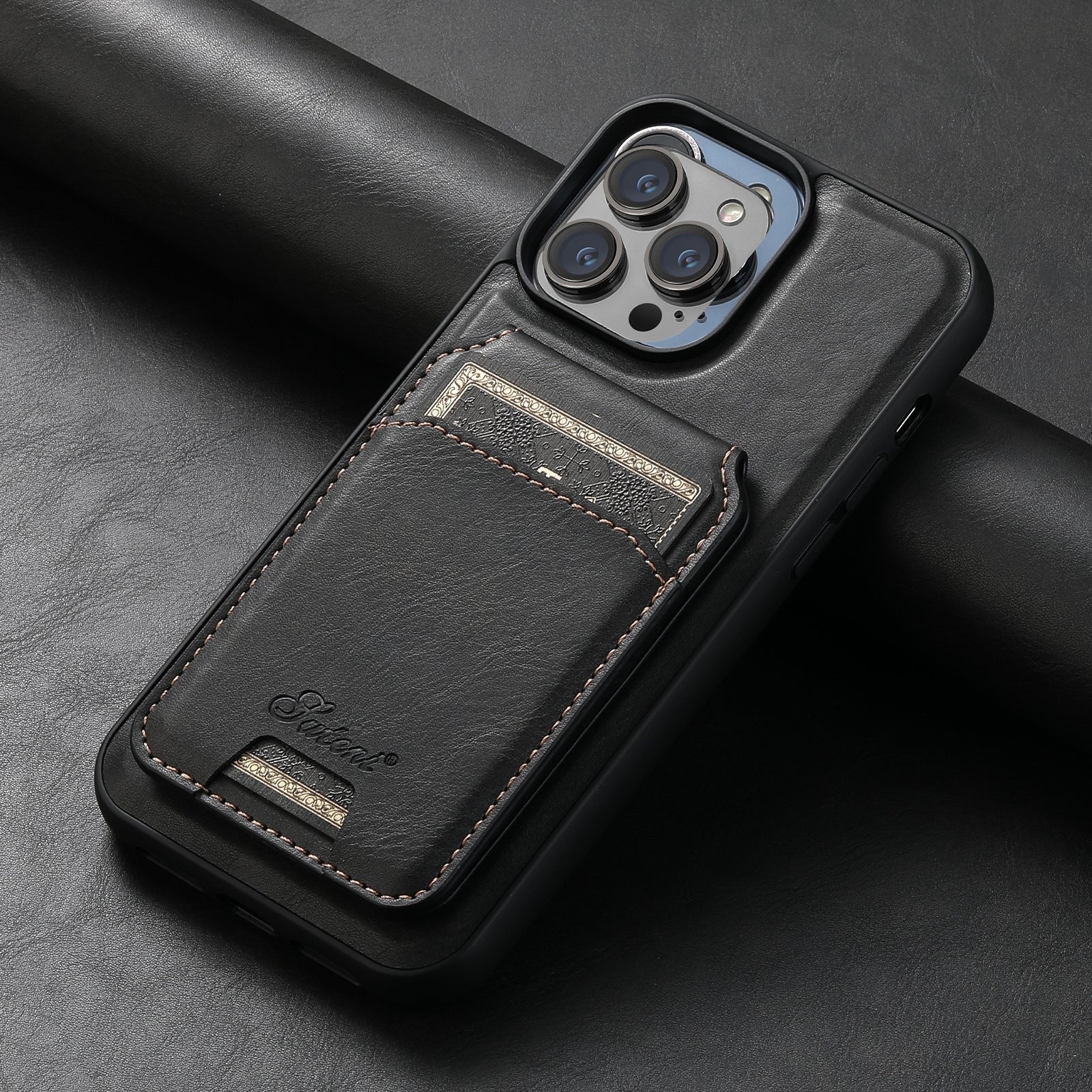 Coque porte-carte en cuir avec charge sans fil MagSafe