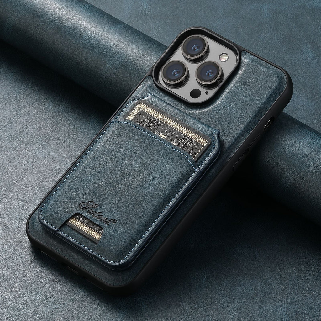 Coque porte-carte en cuir avec charge sans fil MagSafe