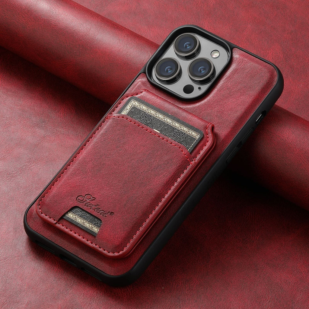 Coque porte-carte en cuir avec charge sans fil MagSafe