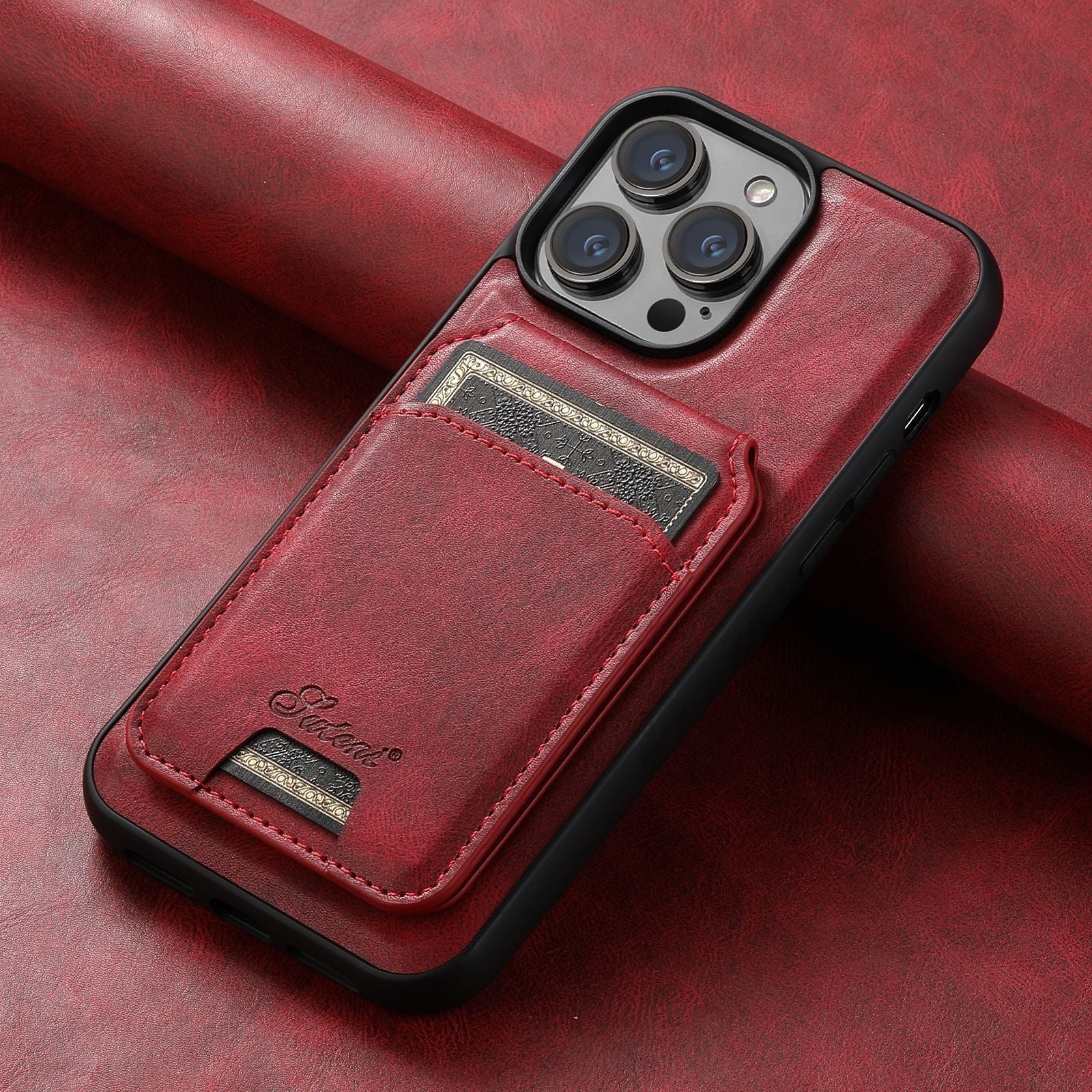 Coque porte-carte en cuir avec charge sans fil MagSafe