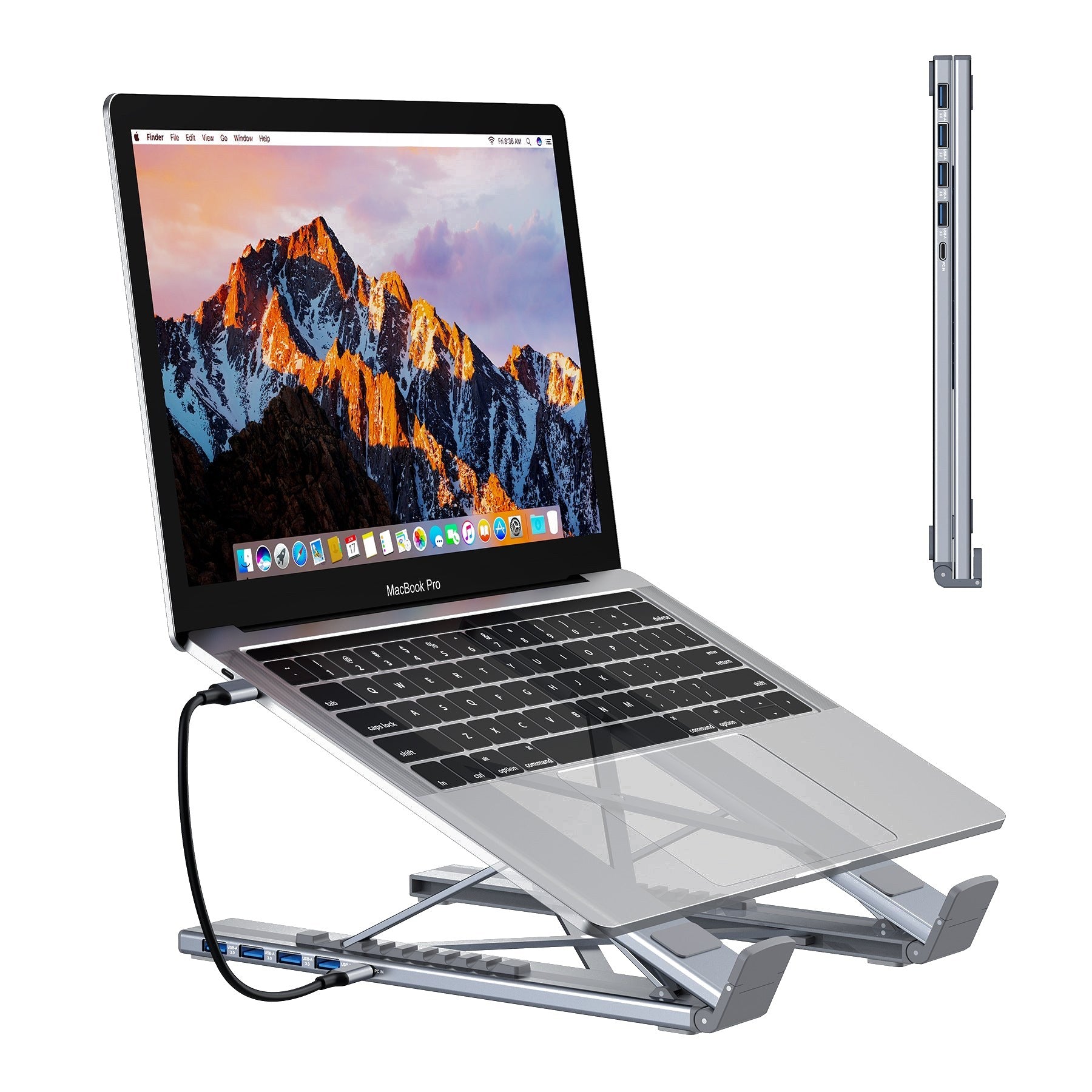 Hub USB-C aluminium multi-ports pour ordinateur portable