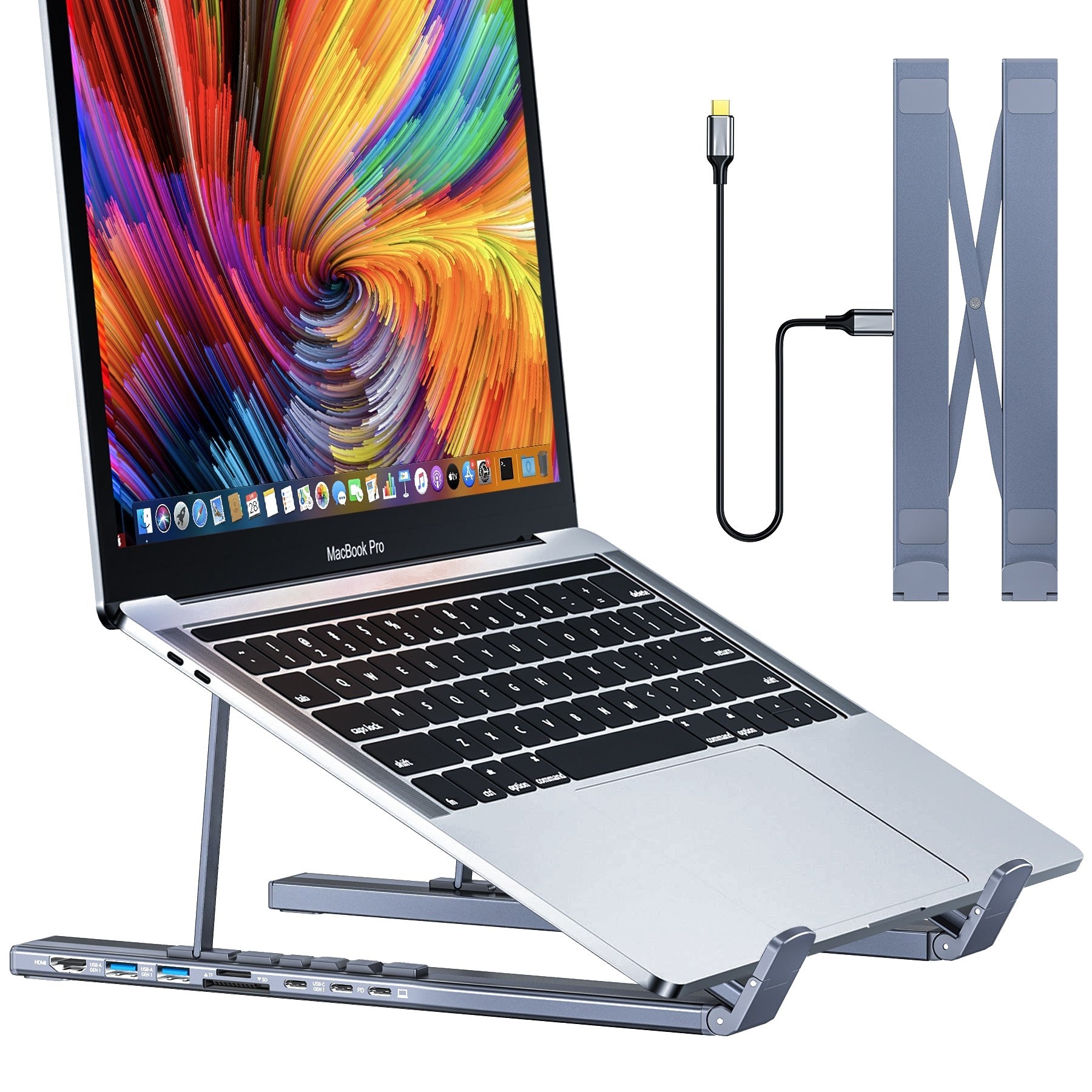Hub USB-C aluminium multi-ports pour ordinateur portable